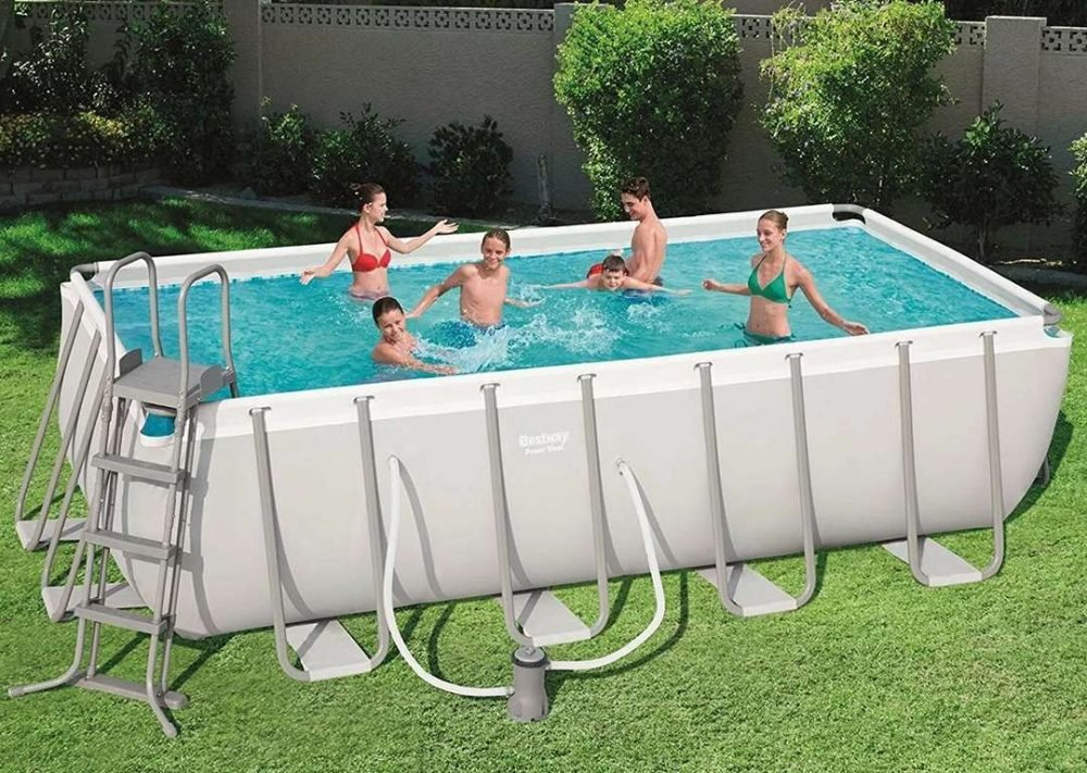 Bestway 56465 | Size 18.0 x 8.98 x 4.00 Ft | Power Steel Rectangular Metal Frame Portable Ready-Made Swimming Pool - Image 2