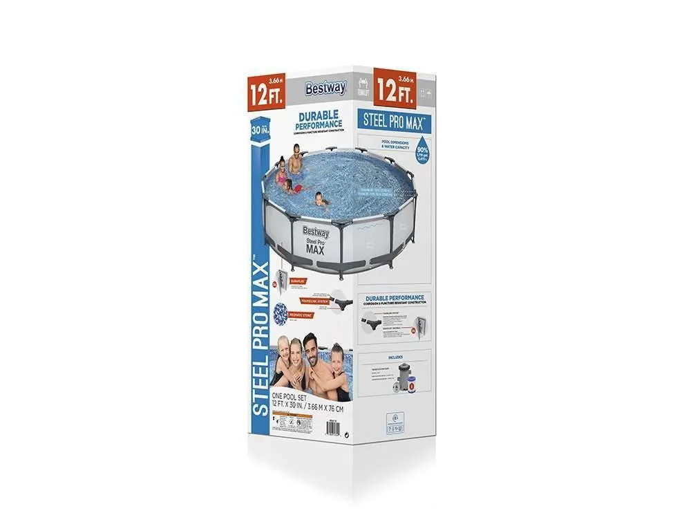 Bestway 56416 | Size 12.0 x 12.0 x 2.50 Ft | Steel Pro MAX Round Metal Frame Portable Ready-Made Swimming Pool - Image 4