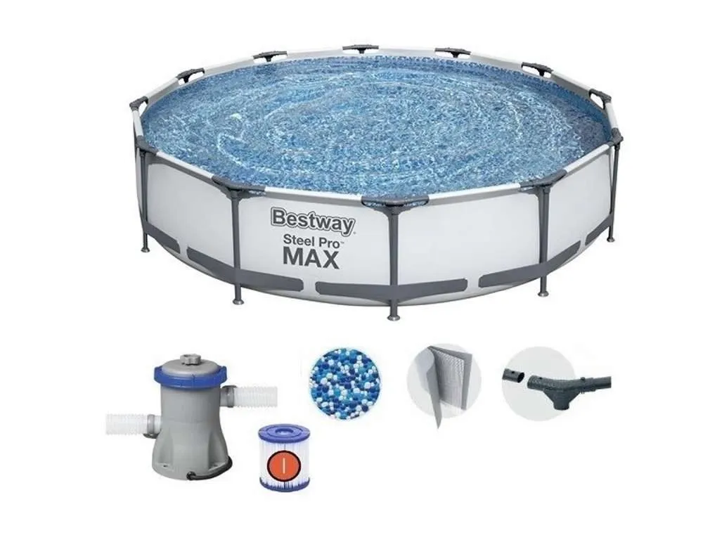 Bestway 56416 | Size 12.0 x 12.0 x 2.50 Ft | Steel Pro MAX Round Metal Frame Portable Ready-Made Swimming Pool - Image 3