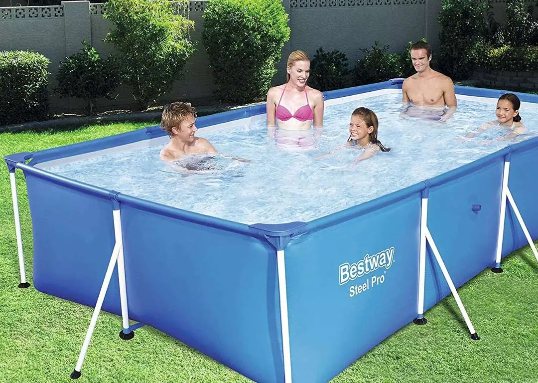 Bestway 56401 | Size 7.3 x 4.9 x 1.30 Ft | Steel Pro Rectangular Metal Frame Portable Above Ground Swimming Pool - Image 3