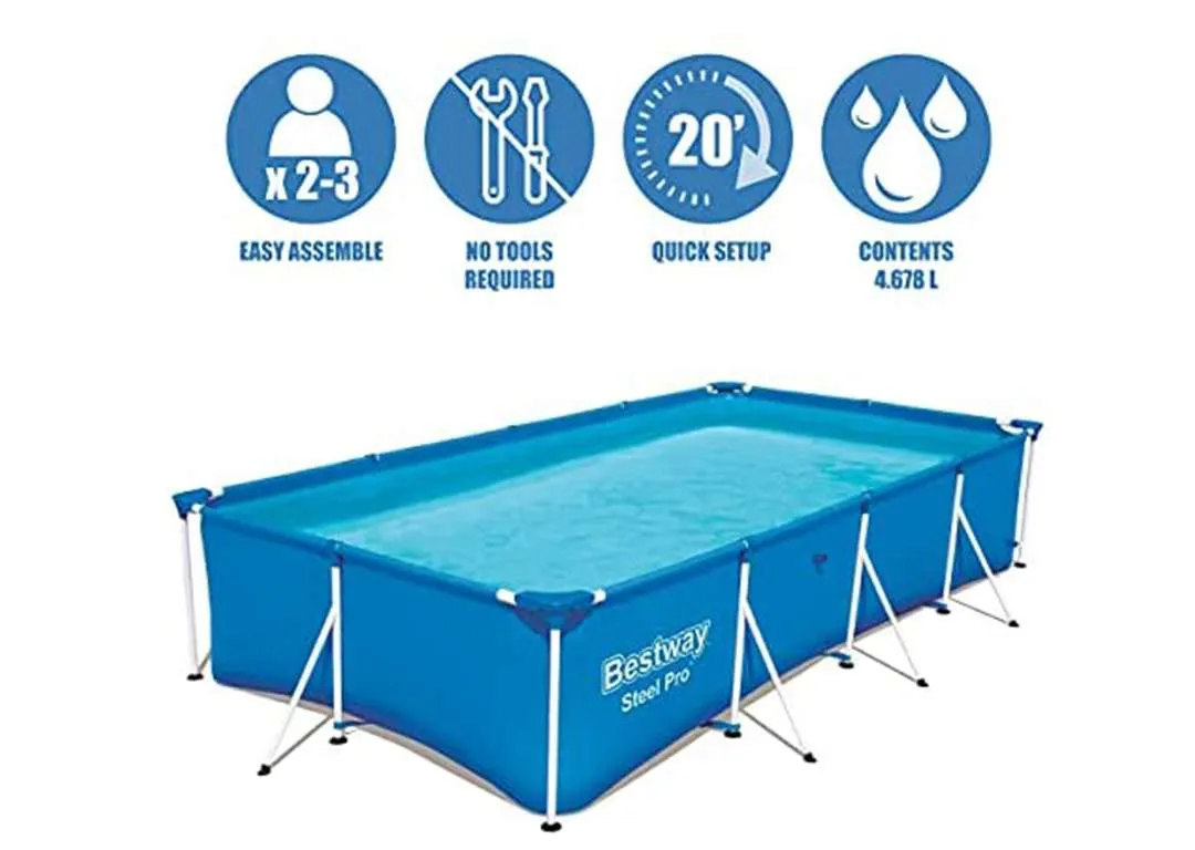 Bestway 56424 | Size 13.1 x 6.11 x 2.60 Ft | Steel Pro Rectangular Metal Frame Portable Ready-Made Swimming Pool - Image 7
