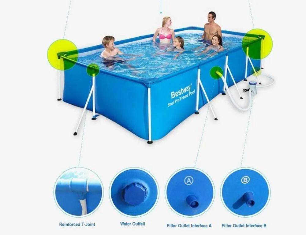 Bestway 56405 | Size 13.1 x 6.11 x 2.60 Ft | Steel Pro Rectangular Metal Frame Portable Ready-Made Swimming Pool - Image 8