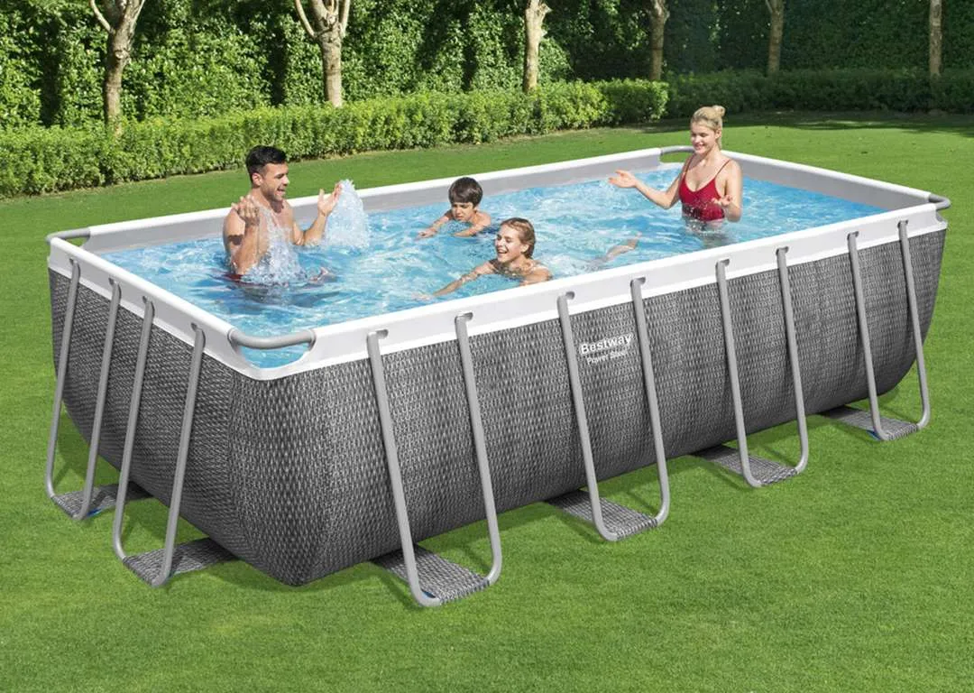 Bestway 56996 | Size 16.0 x 8.0 x 4.00 Ft | Power Steel Rectangular Metal Frame Portable Ready-Made Swimming Pool - Image 4