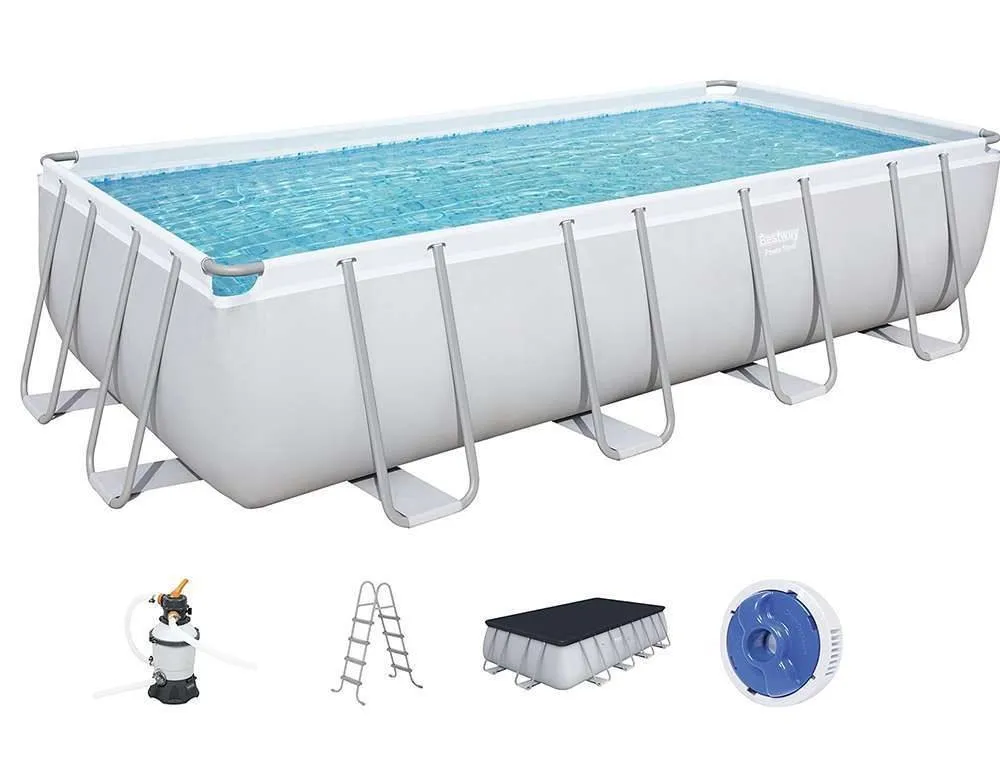 Bestway 56671 | Size 17.3 x 9.4 x 4.00 Ft | Power Steel Rectangular Metal Frame Portable Ready-Made Swimming Pool - Image 2