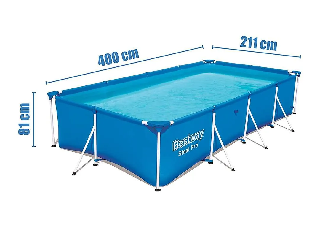 Bestway 56424 | Size 13.1 x 6.11 x 2.60 Ft | Steel Pro Rectangular Metal Frame Portable Ready-Made Swimming Pool - Image 3