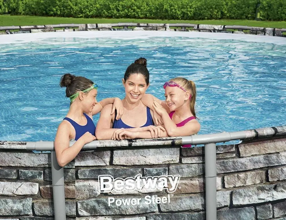 Bestway 56889 | Size 22.0 x 22.0 x 4.50 Ft | Power Steel Round Metal Frame Portable Ready-Made Swimming Pool - Image 9