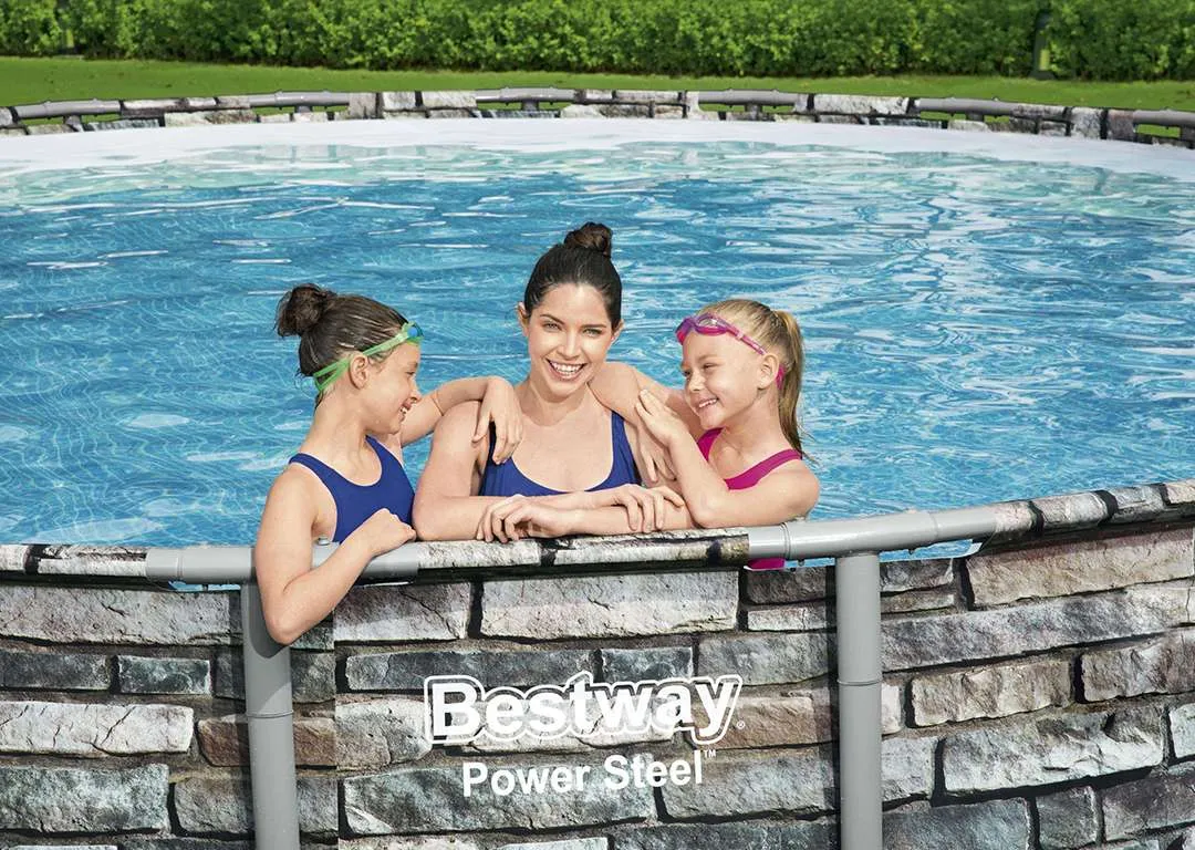 Bestway 56889 | Size 22.0 x 22.0 x 4.50 Ft | Power Steel Round Metal Frame Portable Ready-Made Swimming Pool - Image 9