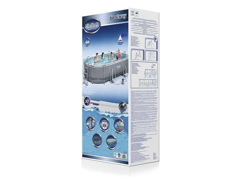 Bestway 56448 | Size 16.0 x 10.0 x 3.50 Ft | Power Steel Oval Metal Frame Portable Ready-Made Swimming Pool - Image 8