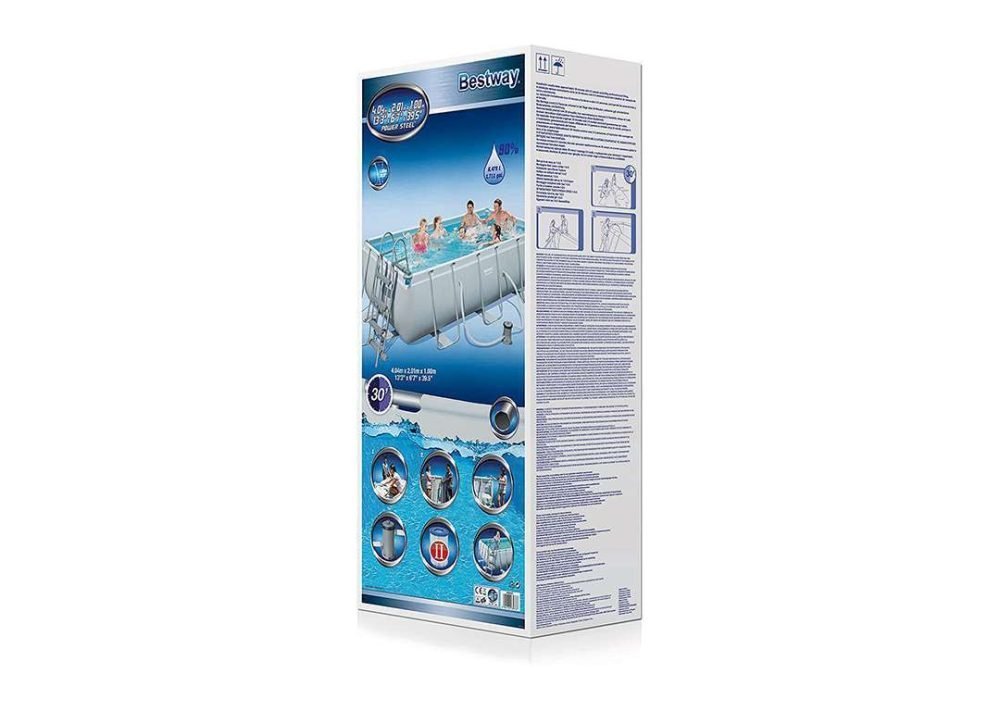 Bestway 56441 | Size 13.3 x 6.5 x 3.20 Ft | Power Steel Rectangular Metal Frame Portable Ready-Made Swimming Pool - Image 4