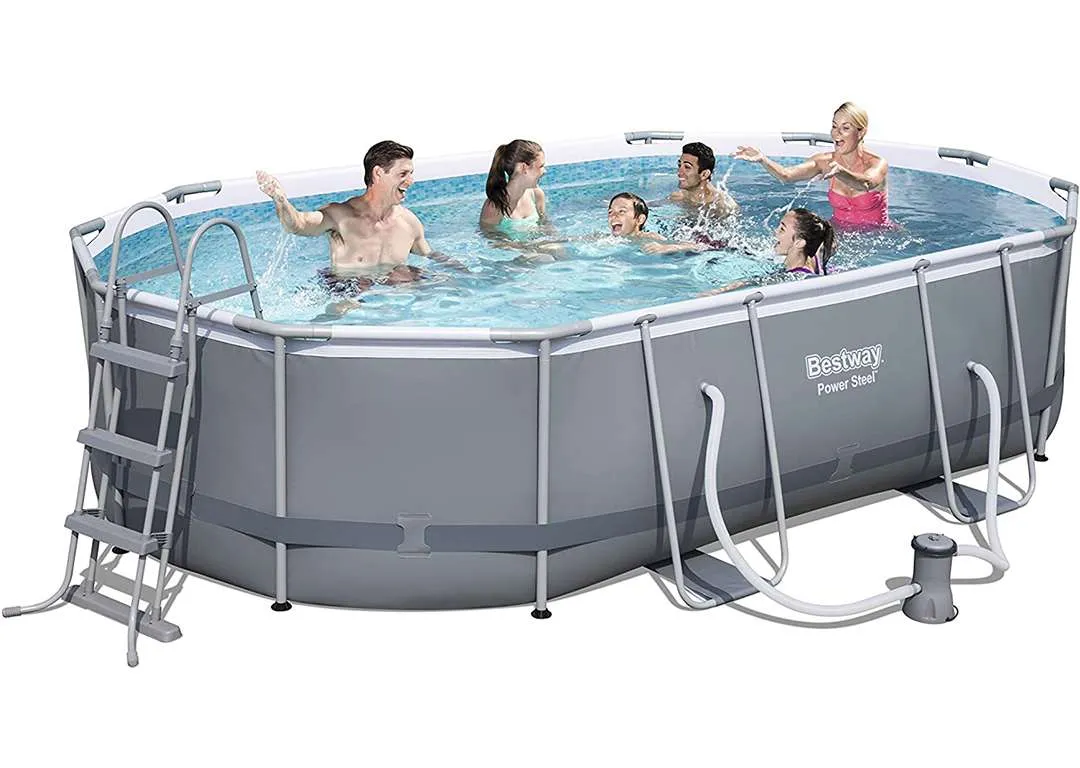Bestway 56448 | Size 16.0 x 10.0 x 3.50 Ft | Power Steel Oval Metal Frame Portable Ready-Made Swimming Pool - Image 2