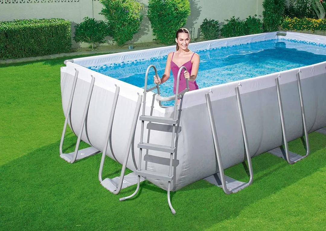 Bestway 56441 | Size 13.3 x 6.5 x 3.20 Ft | Power Steel Rectangular Metal Frame Portable Ready-Made Swimming Pool - Image 3