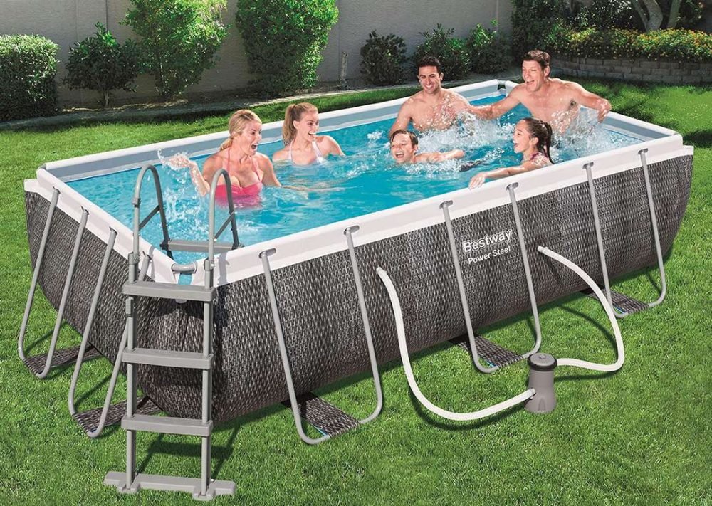 Bestway 56721 | Size 13.0 x 6.11 x 3.50 Ft | Power Steel Rectangular Metal Frame Portable Ready-Made Swimming Pool - Image 2