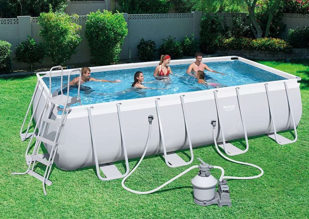 Bestway 56466 | Size 18.0 x 8.98 x 4.00 Ft | Power Steel Rectangular Metal Frame Portable Ready-Made Swimming Pool - Image 3