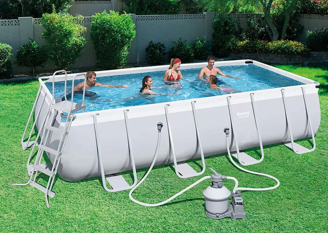 Bestway 56466 | Size 18.0 x 8.98 x 4.00 Ft | Power Steel Rectangular Metal Frame Portable Ready-Made Swimming Pool - Image 3