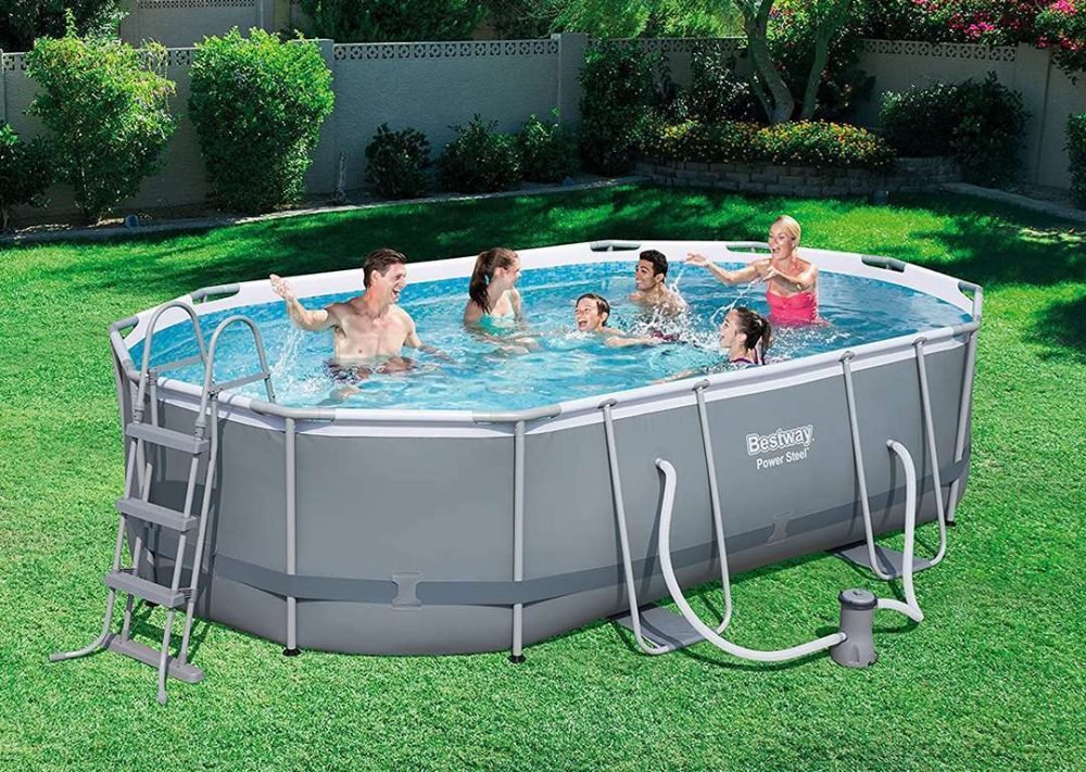 Bestway 56448 | Size 16.0 x 10.0 x 3.50 Ft | Power Steel Oval Metal Frame Portable Ready-Made Swimming Pool - Image 4