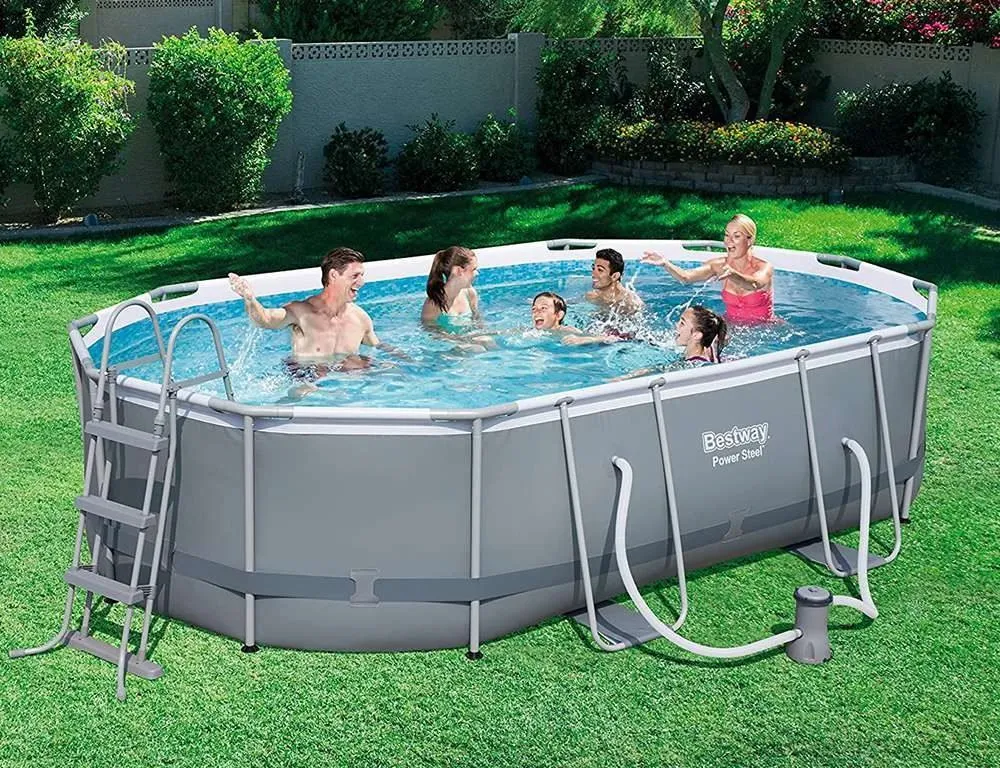 Bestway 56448 | Size 16.0 x 10.0 x 3.50 Ft | Power Steel Oval Metal Frame Portable Ready-Made Swimming Pool - Image 4
