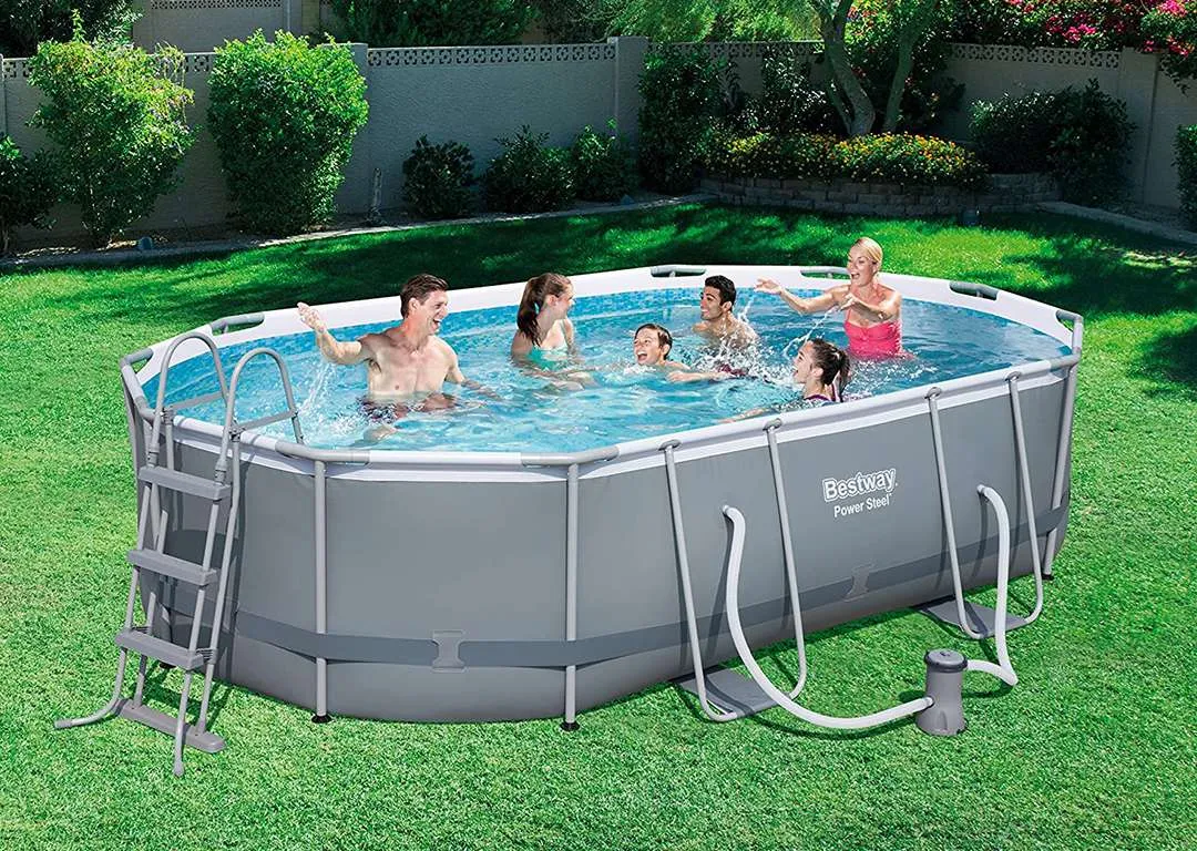 Bestway 56448 | Size 16.0 x 10.0 x 3.50 Ft | Power Steel Oval Metal Frame Portable Ready-Made Swimming Pool - Image 4
