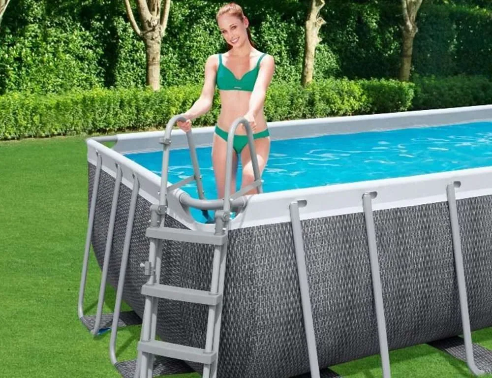 Bestway 56998 | Size 18.0 x 9.0 x 4.00 Ft | Power Steel Rectangular Metal Frame Portable Ready-Made Swimming Pool - Image 3