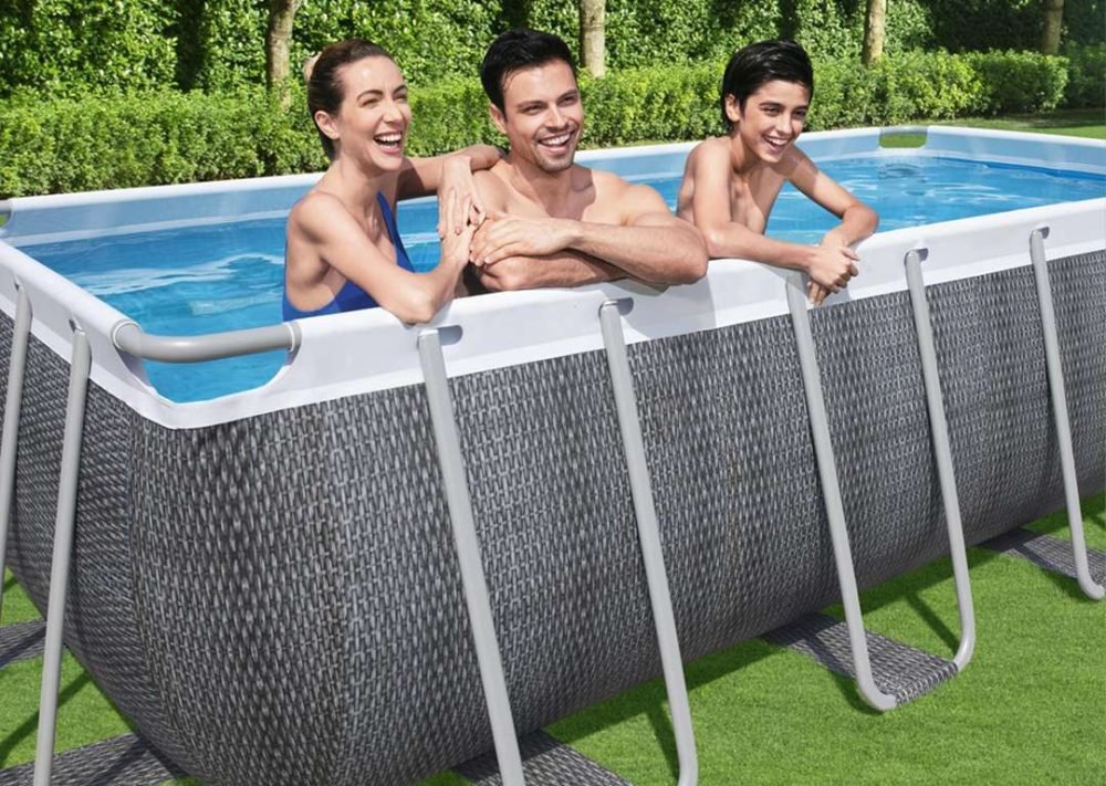 Bestway 56998 | Size 18.0 x 9.0 x 4.00 Ft | Power Steel Rectangular Metal Frame Portable Ready-Made Swimming Pool - Image 2