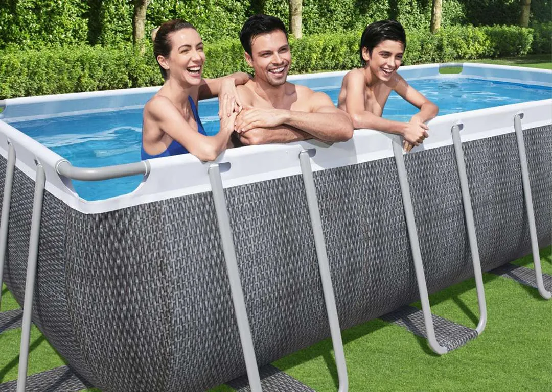 Bestway 56996 | Size 16.0 x 8.0 x 4.00 Ft | Power Steel Rectangular Metal Frame Portable Ready-Made Swimming Pool - Image 2