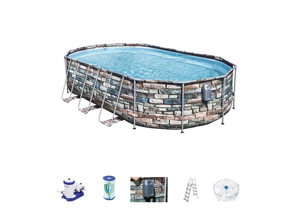 Bestway 56719 | Size 20.0 x 12.0 x 4.00 Ft | Power Steel Oval Metal Frame Portable Ready-Made Swimming Pool - Image 5