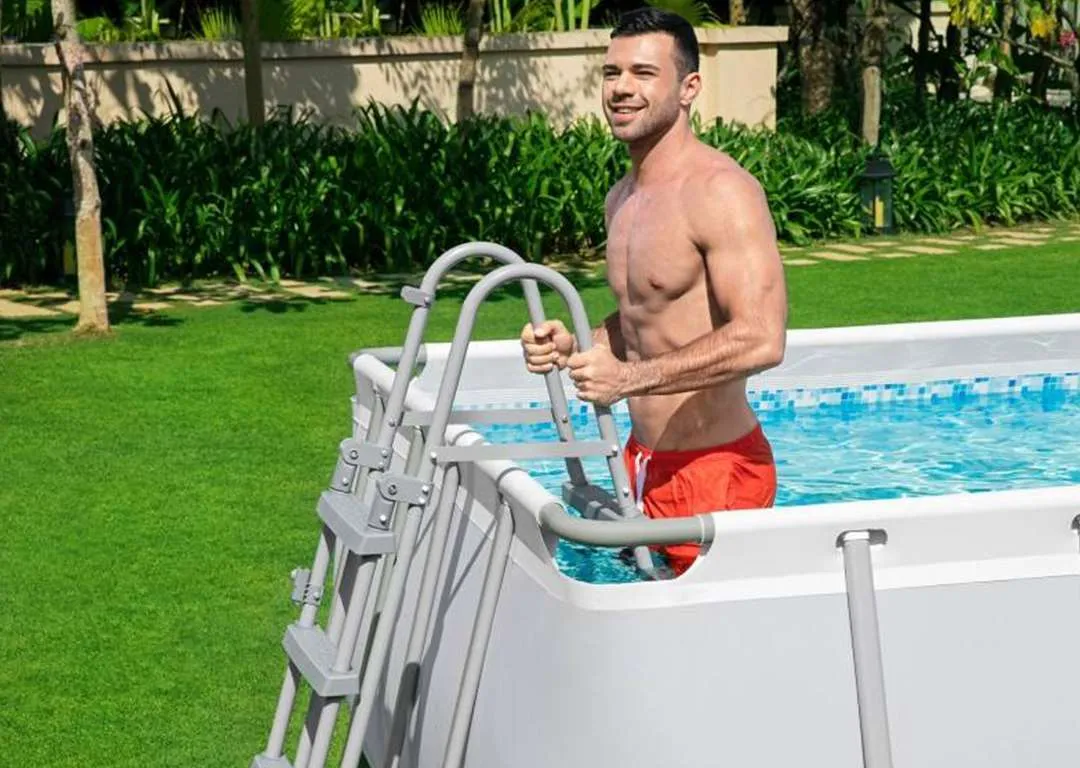 Bestway 56466 | Size 18.0 x 8.98 x 4.00 Ft | Power Steel Rectangular Metal Frame Portable Ready-Made Swimming Pool - Image 7