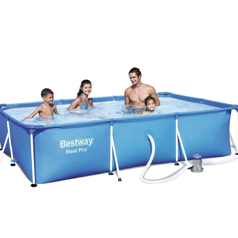 Bestway 56411 | Size 9.1 x 6.7 x 2.10 Ft | Steel Pro Rectangular Metal Frame Portable Ready-Made Swimming Pool - Image 7