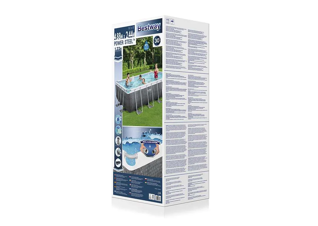 Bestway 56996 | Size 16.0 x 8.0 x 4.00 Ft | Power Steel Rectangular Metal Frame Portable Ready-Made Swimming Pool - Image 3
