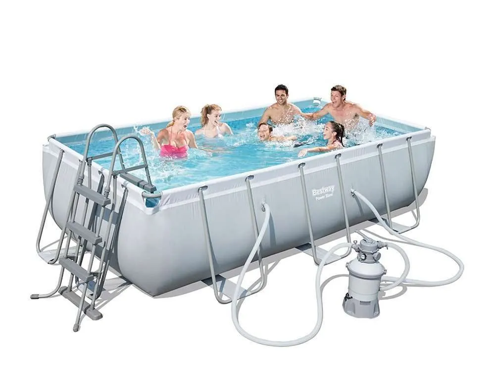 Bestway 56671 | Size 17.3 x 9.4 x 4.00 Ft | Power Steel Rectangular Metal Frame Portable Ready-Made Swimming Pool - Image 3