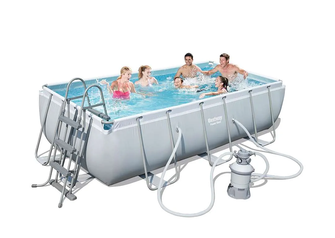 Bestway 56671 | Size 17.3 x 9.4 x 4.00 Ft | Power Steel Rectangular Metal Frame Portable Ready-Made Swimming Pool - Image 3