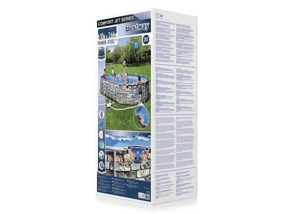 Bestway 56719 | Size 20.0 x 12.0 x 4.00 Ft | Power Steel Oval Metal Frame Portable Ready-Made Swimming Pool - Image 6