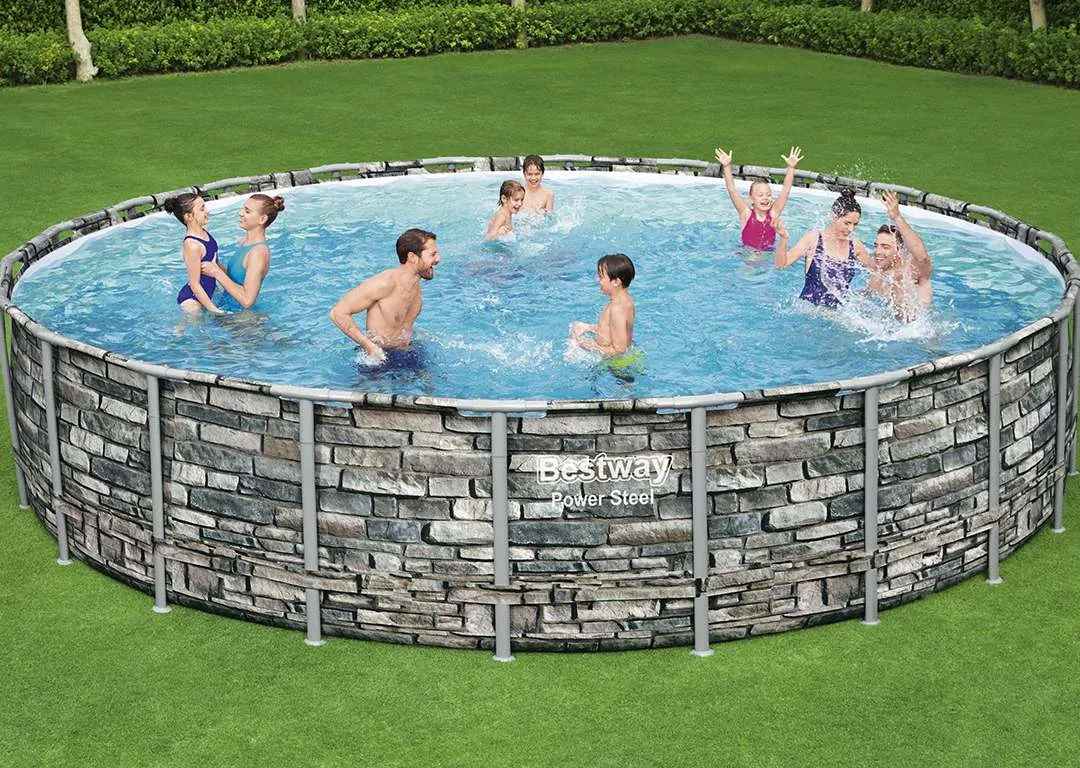 Bestway 56889 | Size 22.0 x 22.0 x 4.50 Ft | Power Steel Round Metal Frame Portable Ready-Made Swimming Pool - Image 3
