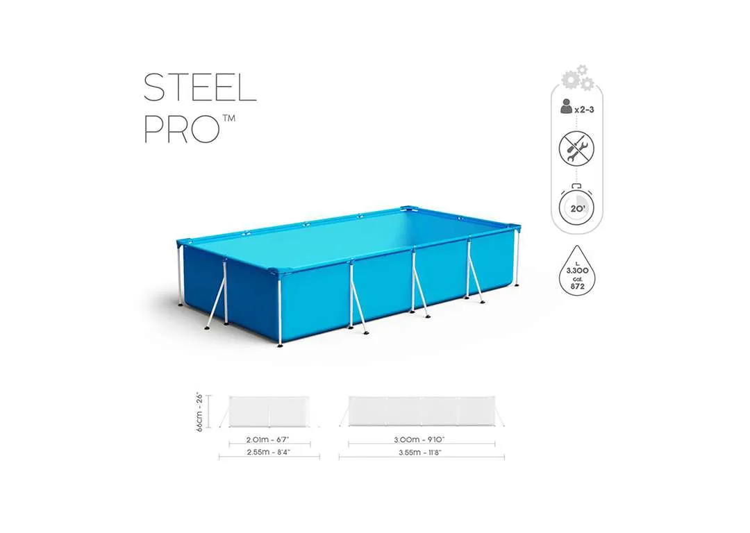 Bestway 56411 | Size 9.1 x 6.7 x 2.10 Ft | Steel Pro Rectangular Metal Frame Portable Ready-Made Swimming Pool - Image 10