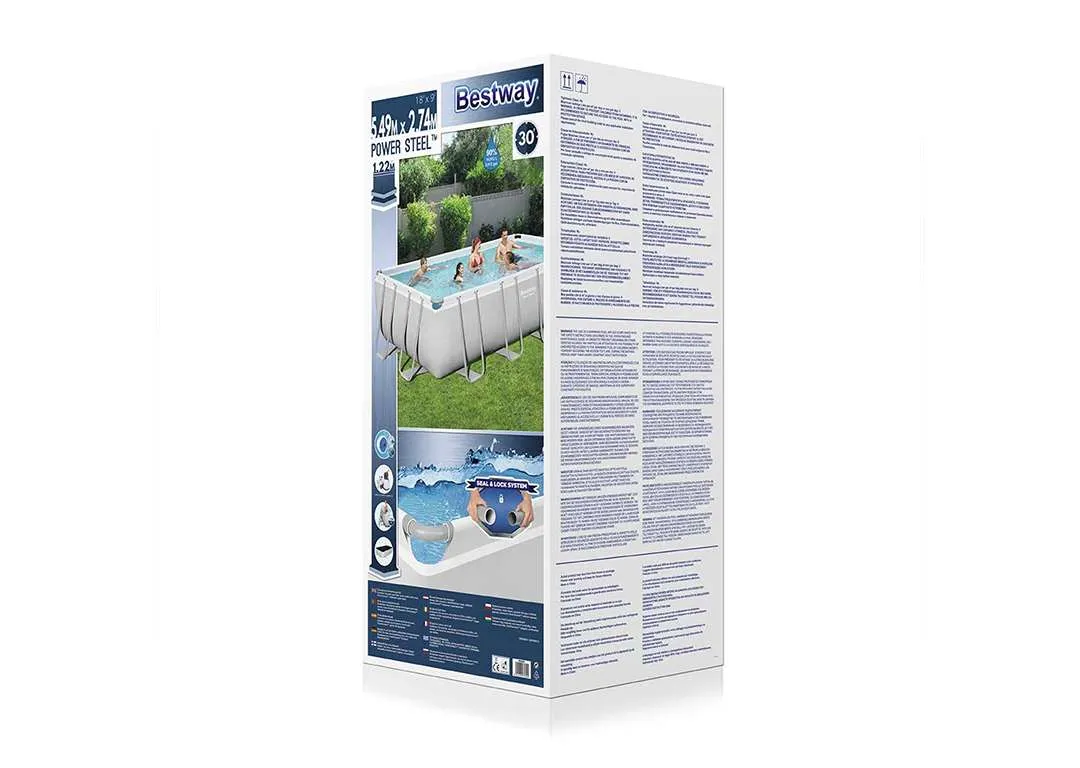 Bestway 56466 | Size 18.0 x 8.98 x 4.00 Ft | Power Steel Rectangular Metal Frame Portable Ready-Made Swimming Pool - Image 6