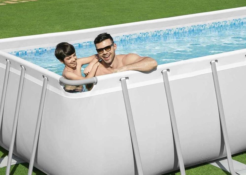 Bestway 56474 | Size 24.0 x 12.0 x 4.30 Ft | Power Steel Rectangular Metal Frame Portable Ready-Made Swimming Pool - Image 2
