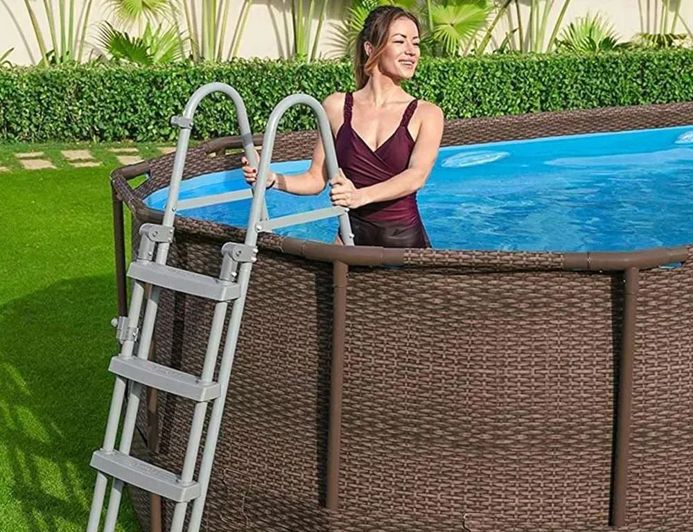Bestway 56714 | Size 14.0 x 8.0 x 3.29 Ft | Power Steel Vista Series Oval Metal Frame Portable Ready-Made Swimming Pool - Image 3