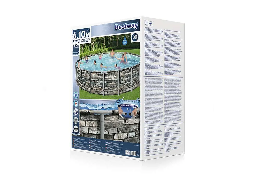 Bestway 56883 | Size 20.0 x 20.0 x 4.50 Ft | Power Steel Round Metal Frame Portable Ready-Made Swimming Pool - Image 3
