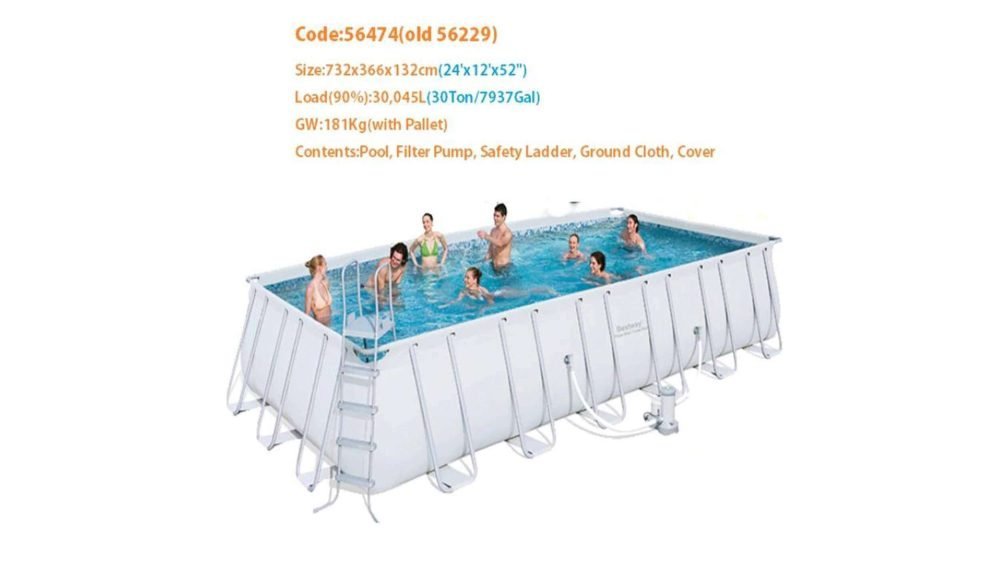 Bestway 56474 | Size 24.0 x 12.0 x 4.30 Ft | Power Steel Rectangular Metal Frame Portable Ready-Made Swimming Pool - Image 7