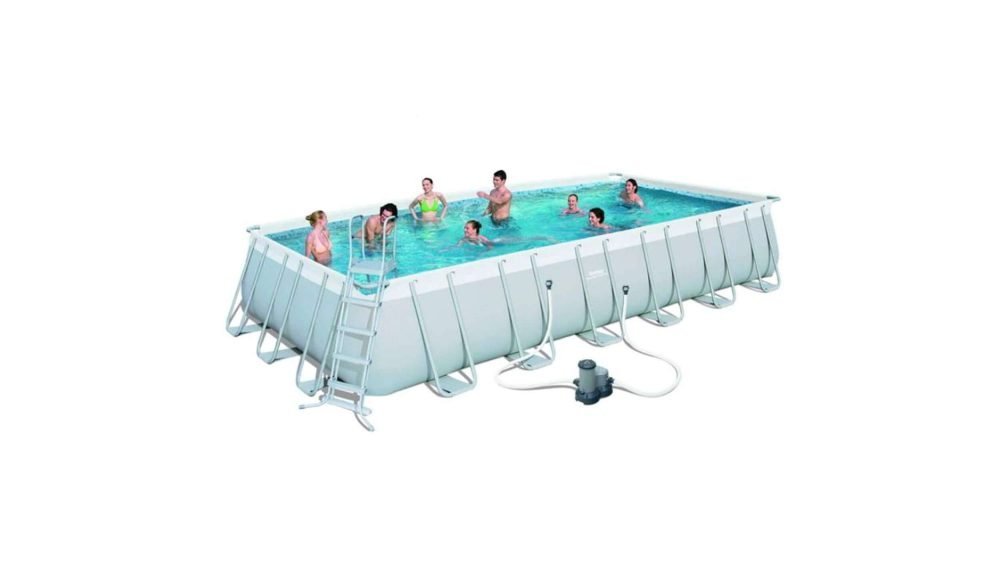 Bestway 56474 | Size 24.0 x 12.0 x 4.30 Ft | Power Steel Rectangular Metal Frame Portable Ready-Made Swimming Pool - Image 8
