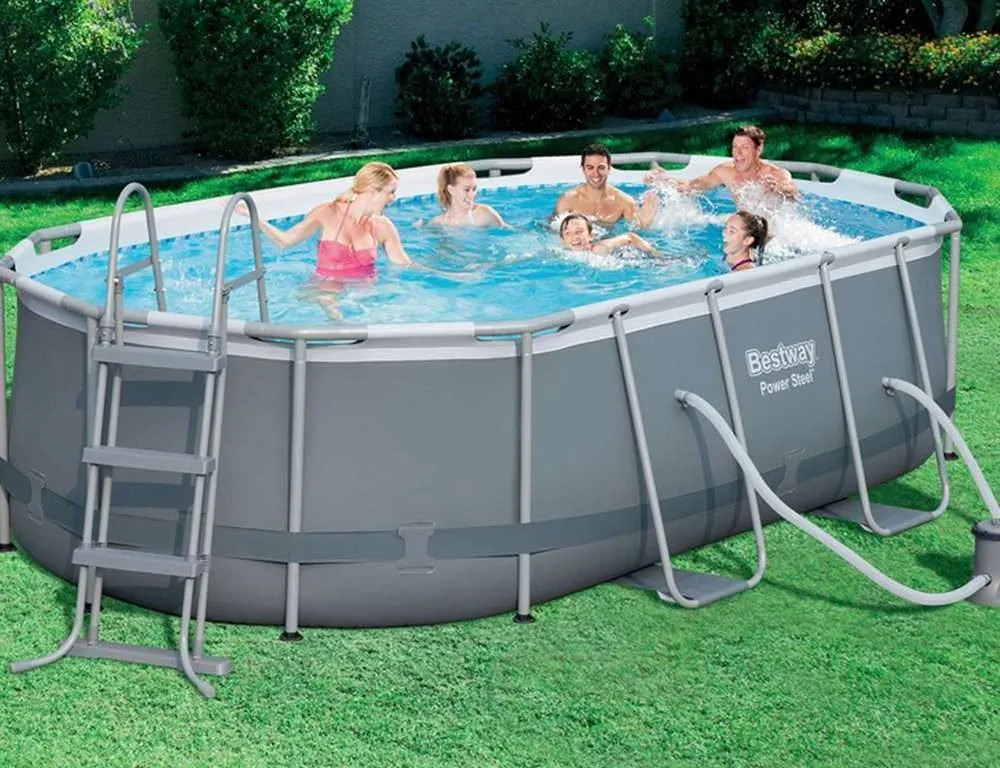 Bestway 56620 | Size 13.11 x 8.2 x 3.28 Ft | Power Steel Oval Metal Frame Portable Ready-Made Swimming Pool - Image 5