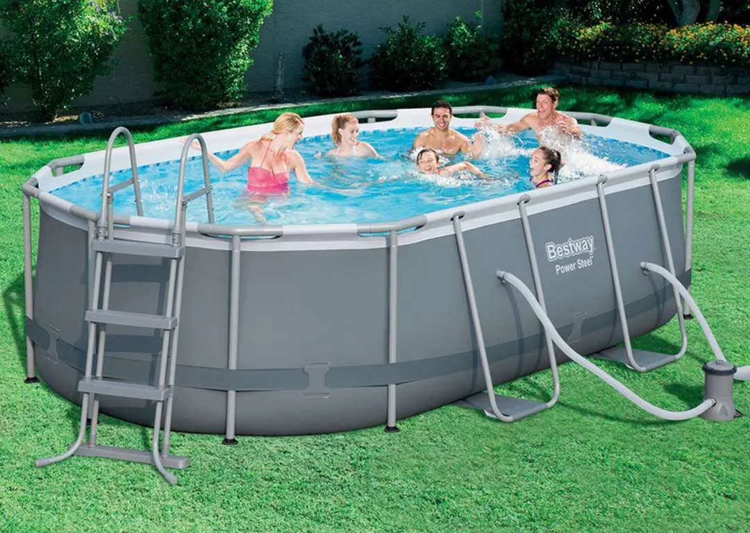 Bestway 56620 | Size 13.11 x 8.2 x 3.28 Ft | Power Steel Oval Metal Frame Portable Ready-Made Swimming Pool - Image 5