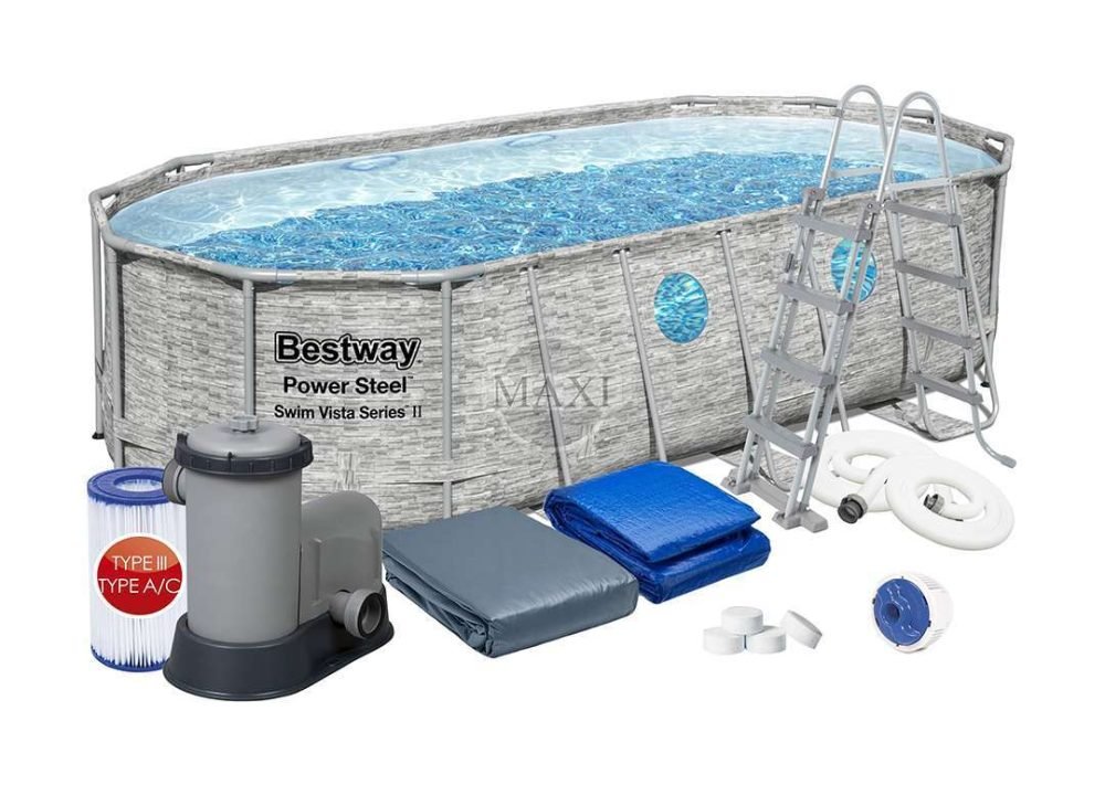 Bestway 56716 | Size 18.0 x 9.0 x 4.00 Ft | Power Steel Vista Series Oval Metal Frame Portable Ready-Made Swimming Pool - Image 3