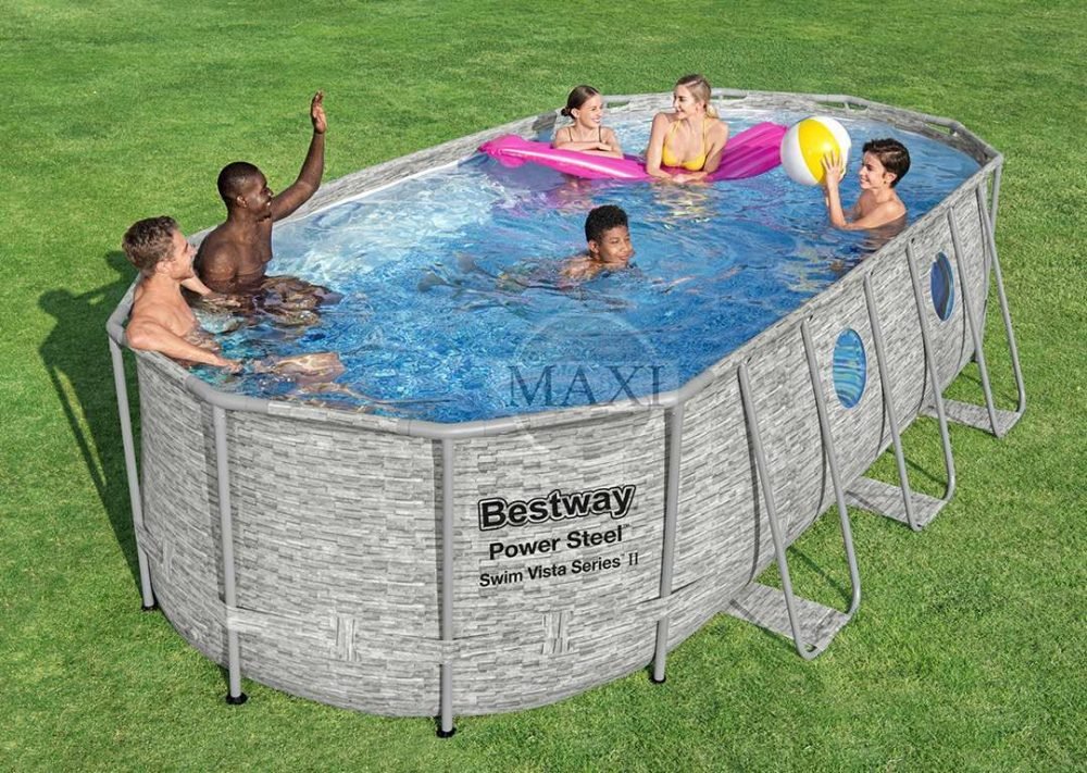 Bestway 56716 | Size 18.0 x 9.0 x 4.00 Ft | Power Steel Vista Series Oval Metal Frame Portable Ready-Made Swimming Pool - Image 4