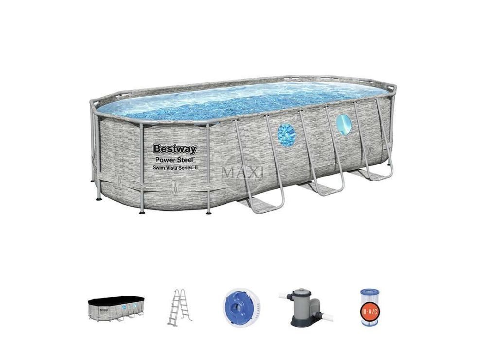 Bestway 56716 | Size 18.0 x 9.0 x 4.00 Ft | Power Steel Vista Series Oval Metal Frame Portable Ready-Made Swimming Pool - Image 7