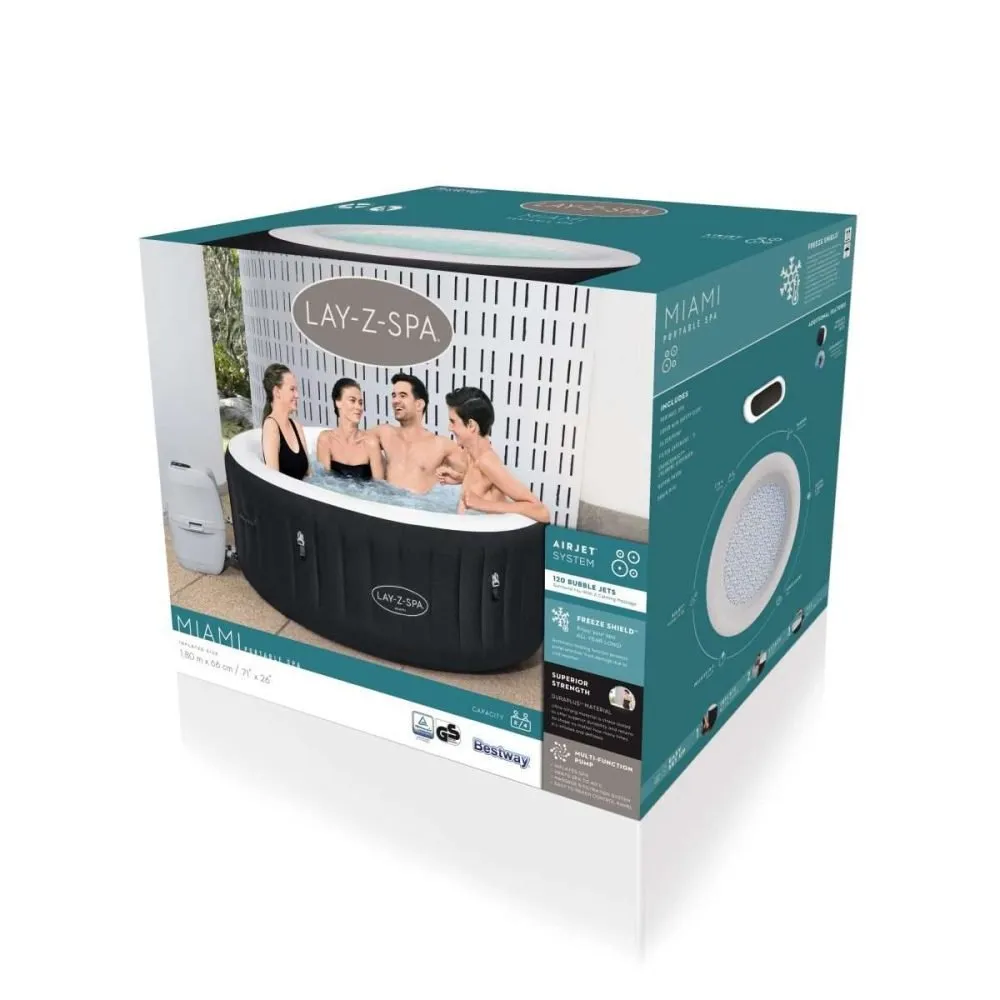 Bestway 60001 | Size 5.90 x 5.90 x 2.16 Ft | Inflatable Portable Spa Lay Z Bathtub Miami - Image 7