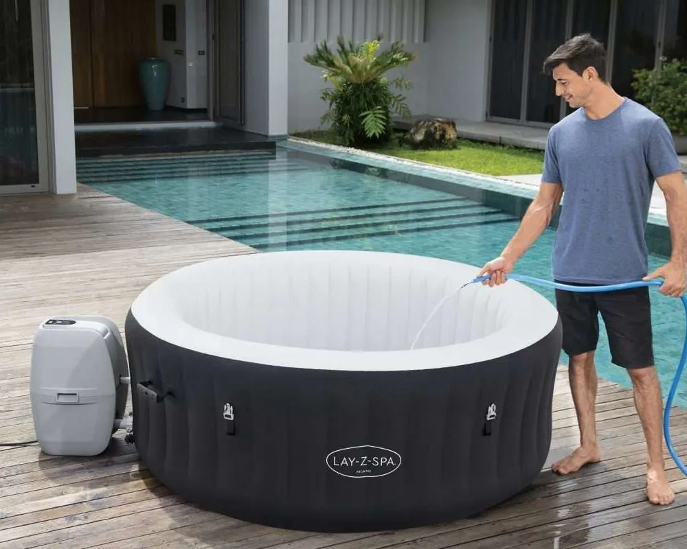 Bestway 60001 | Size 5.90 x 5.90 x 2.16 Ft | Inflatable Portable Spa Lay Z Bathtub Miami - Image 11