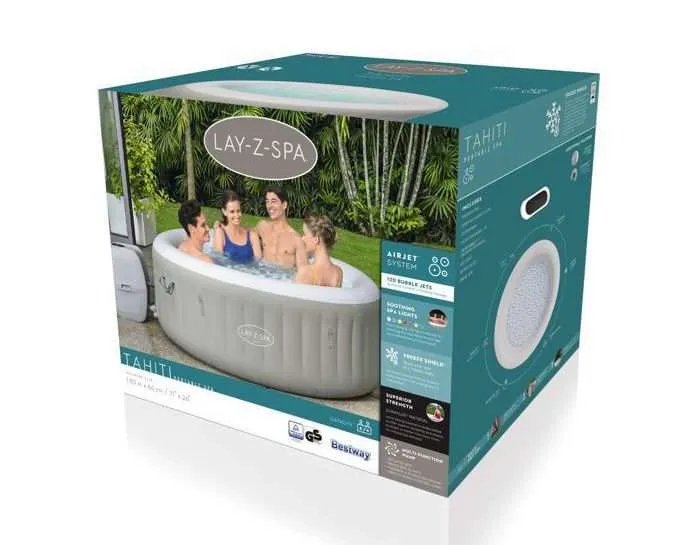 Bestway 60007 | Size 5.90 x 5.90 x 2.17 Ft | Inflatable Portable Spa Lay Z Bathtub Tahiti - Image 8