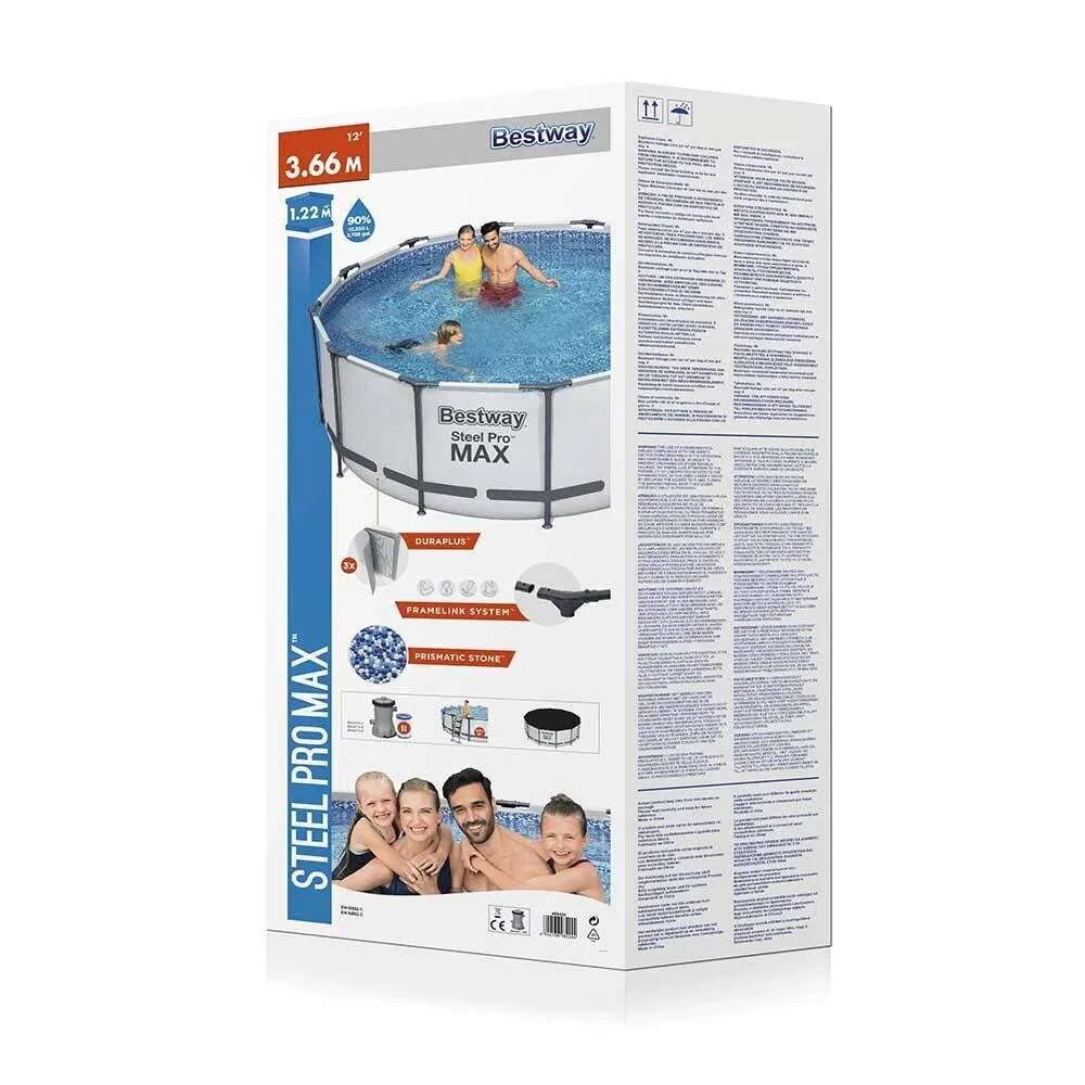 Bestway 56420 | Size 12.0 x 12.0 x 4.00 Ft | Steel Pro MAX Round Metal Frame Portable Ready-Made Swimming Pool - Image 6