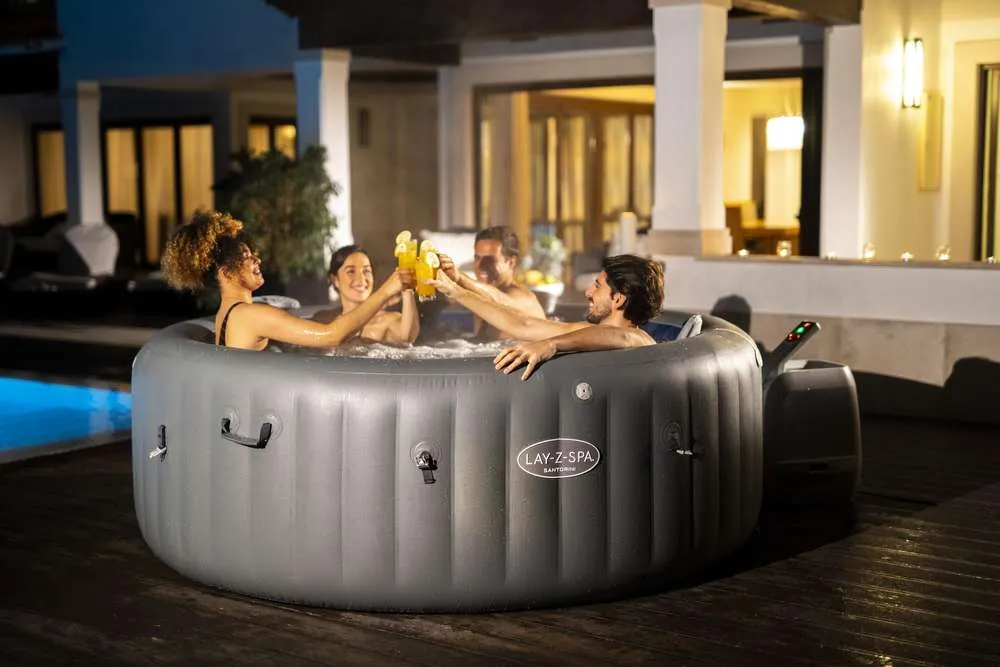 Bestway 60075 | Size 7.80 x 7.80 x 2.63 Ft | Inflatable Portable Spa Lay Z Bathtub Santorini - Image 4