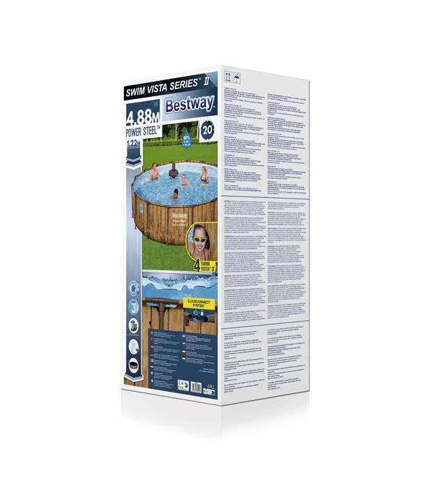 Bestway 56725 | Size 16.0 x 16.0 x 4.00 Ft | Power Steel Vista Series Round Metal Frame Portable Ready-Made Swimming Pool - Image 3